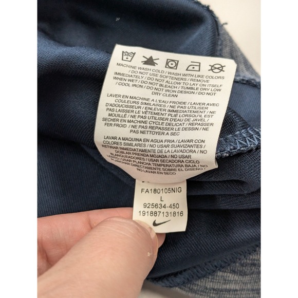 Nike Spotlight Hoodie Sweatshirt Swoosh Mens L Dri-Fit Heathered Navy Blue A069 - Picture 6 of 9